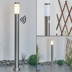 Borne Lumineuse Sessa Nickel Mat, 1 Lumiere, Detecteur De Mouvement