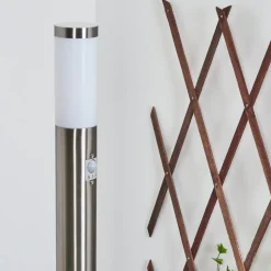 Borne Lumineuse Sessa Nickel Mat, 1 Lumiere, Detecteur De Mouvement