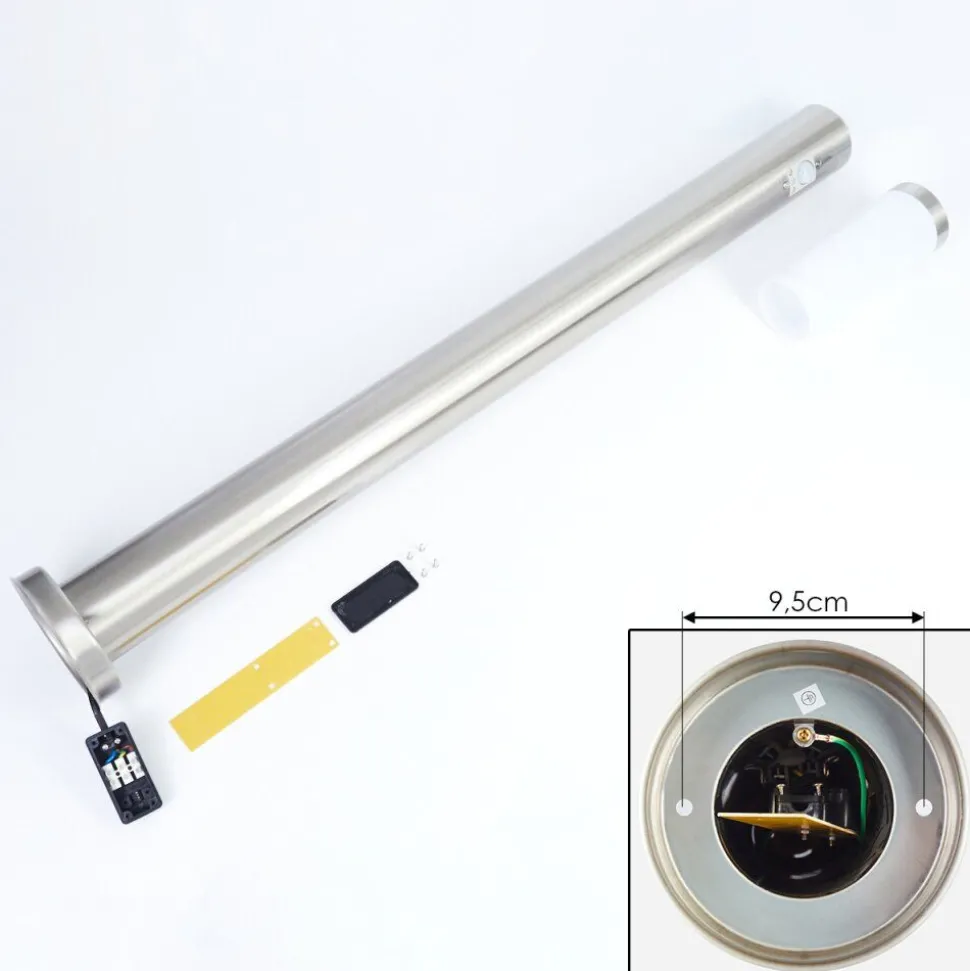 Borne Lumineuse Sessa Nickel Mat, 1 Lumiere, Detecteur De Mouvement