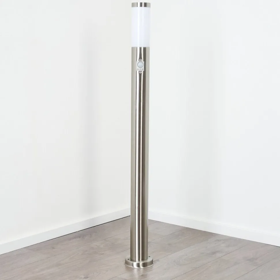 Borne Lumineuse Sessa Nickel Mat, 1 Lumiere, Detecteur De Mouvement