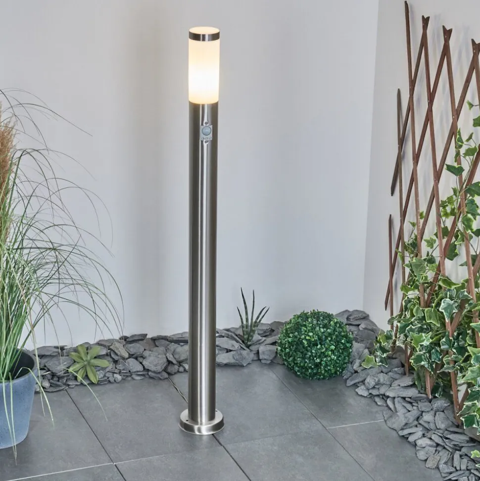 Borne Lumineuse Sessa Nickel Mat, 1 Lumiere, Detecteur De Mouvement