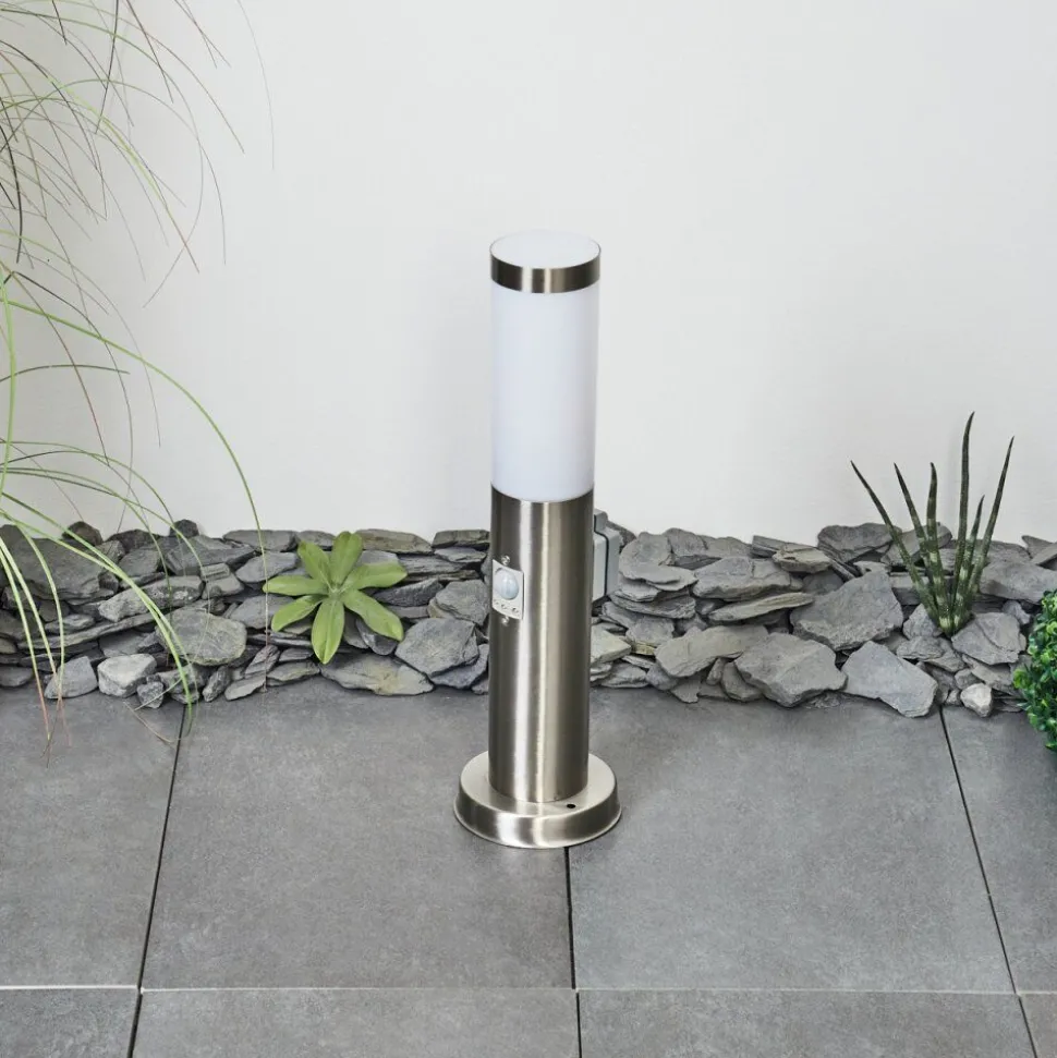 Borne Lumineuse Sessa Nickel Mat, 1 Lumiere, Detecteur De Mouvement