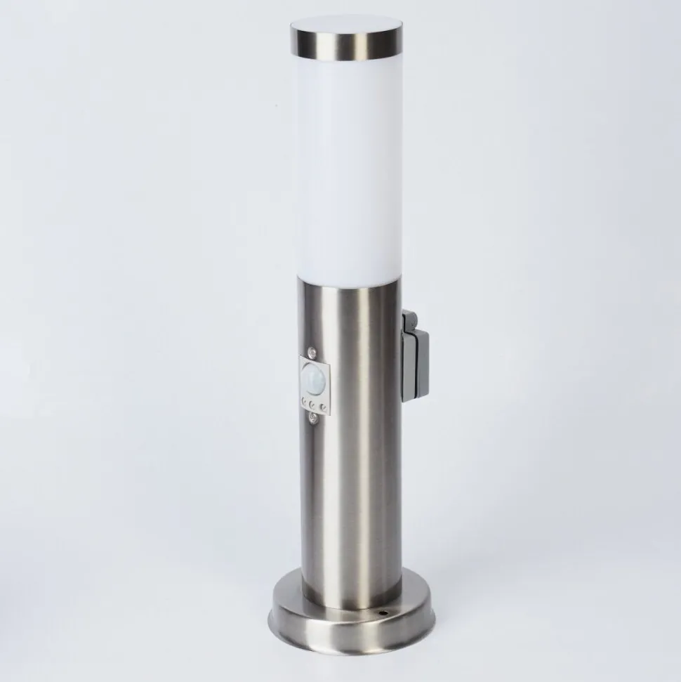 Borne Lumineuse Sessa Nickel Mat, 1 Lumiere, Detecteur De Mouvement