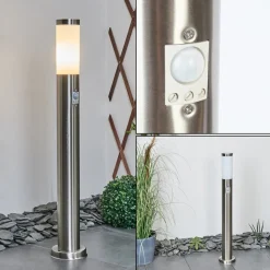 Borne Lumineuse Sessa Nickel Mat, 1 Lumiere, Detecteur De Mouvement