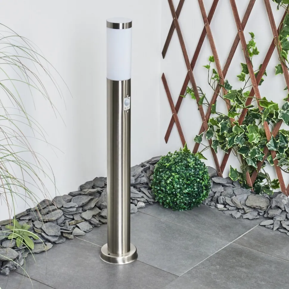 Borne Lumineuse Sessa Nickel Mat, 1 Lumiere, Detecteur De Mouvement