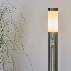 Borne Lumineuse Sessa Nickel Mat, 1 Lumiere, Detecteur De Mouvement