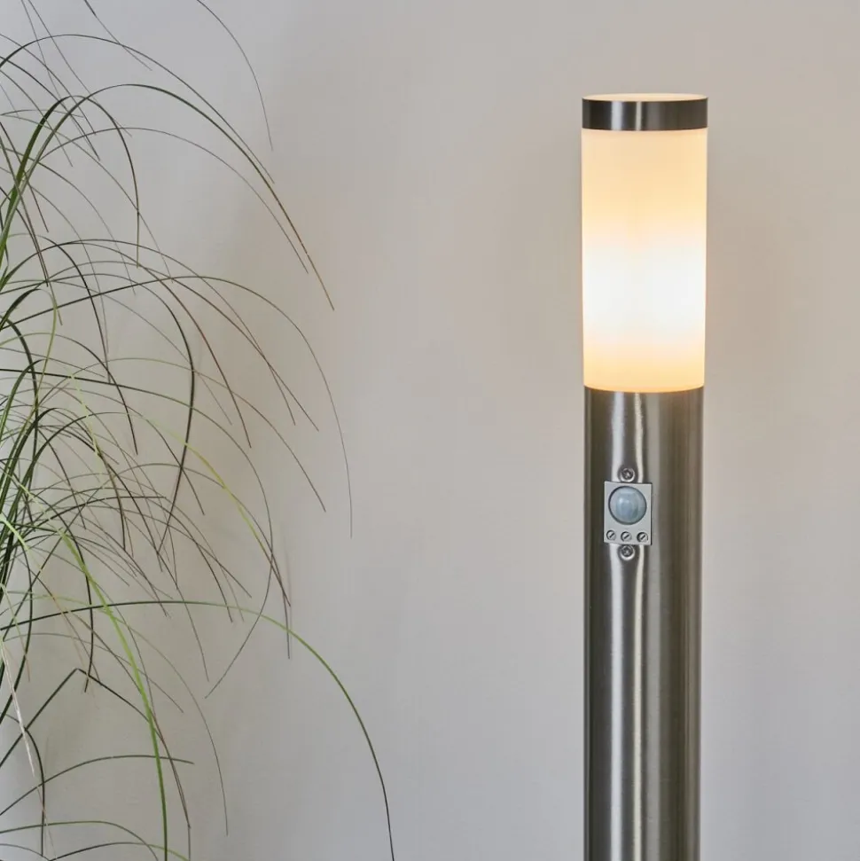 Borne Lumineuse Sessa Nickel Mat, 1 Lumiere, Detecteur De Mouvement