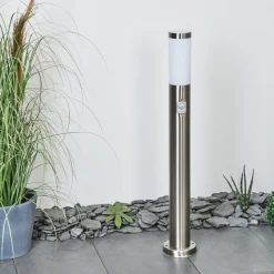 Borne Lumineuse Sessa Nickel Mat, 1 Lumiere, Detecteur De Mouvement