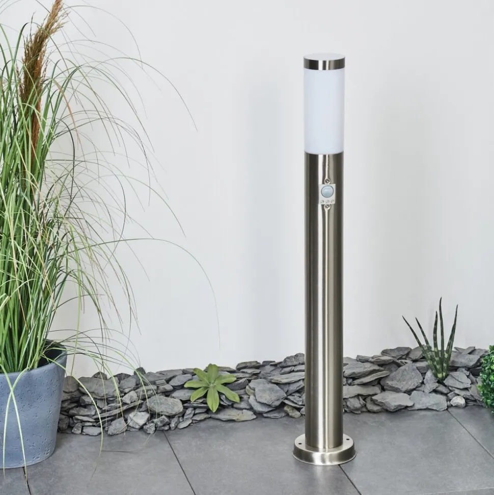 Borne Lumineuse Sessa Nickel Mat, 1 Lumiere, Detecteur De Mouvement