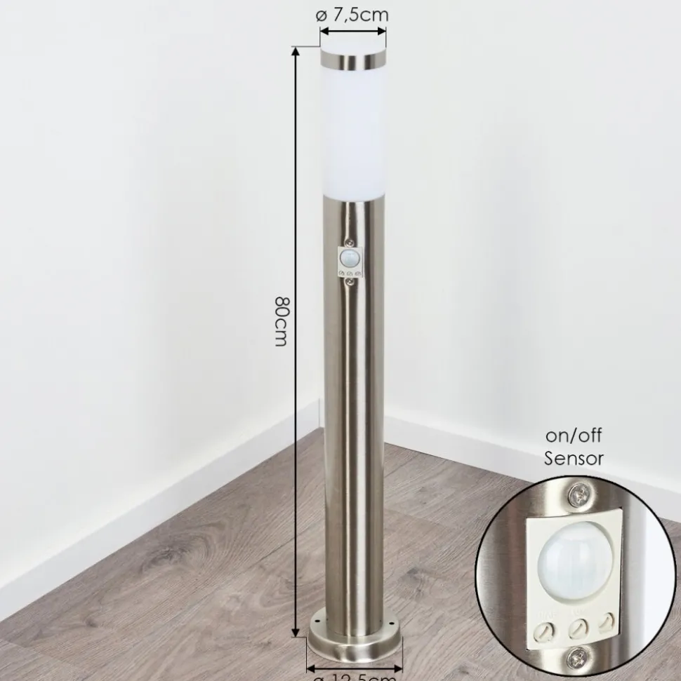 Borne Lumineuse Sessa Nickel Mat, 1 Lumiere, Detecteur De Mouvement