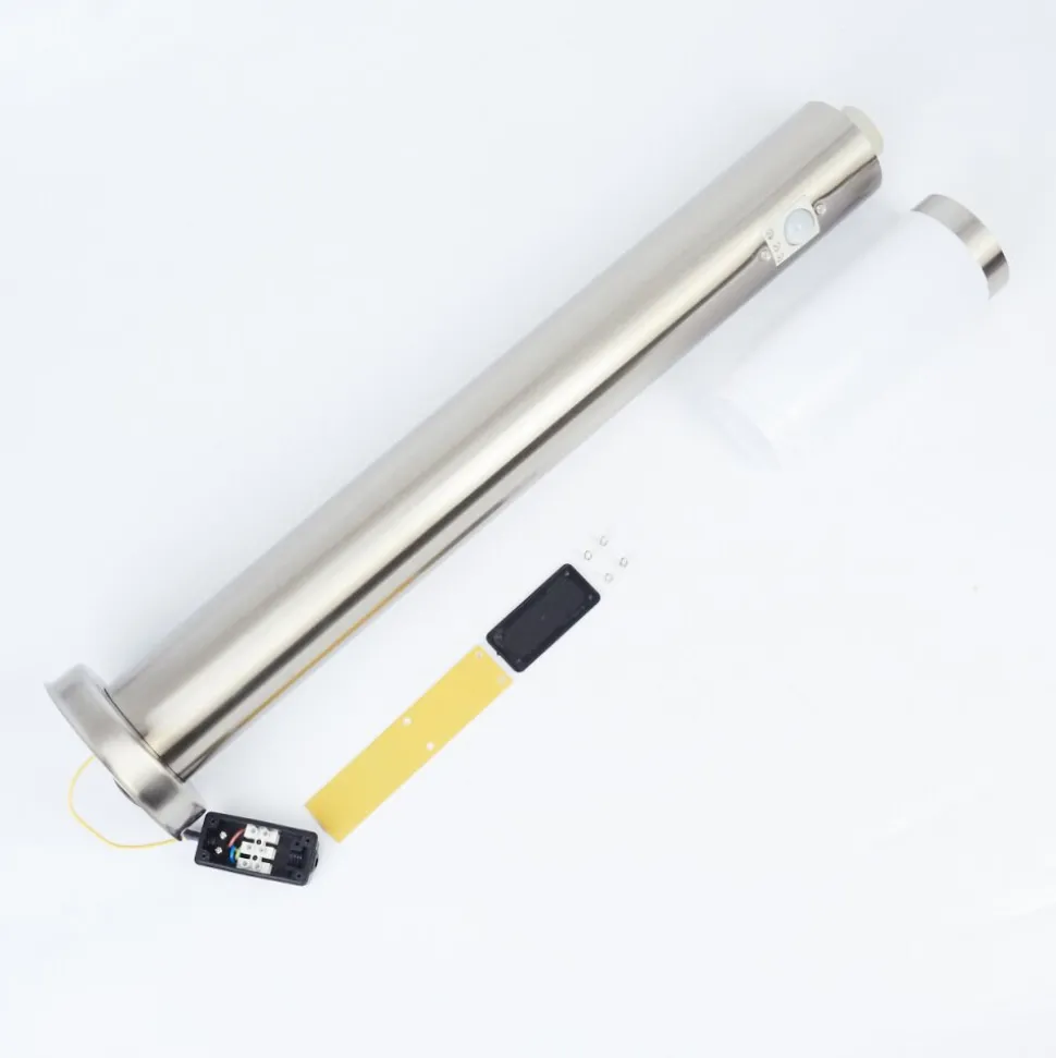 Borne Lumineuse Sessa Nickel Mat, 1 Lumiere, Detecteur De Mouvement