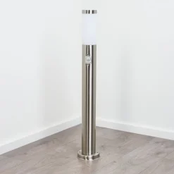Borne Lumineuse Sessa Nickel Mat, 1 Lumiere, Detecteur De Mouvement