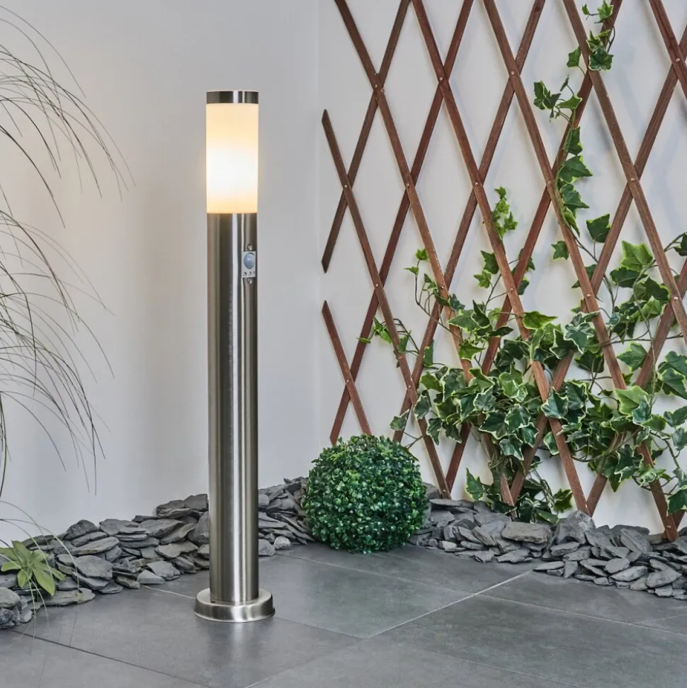 Borne Lumineuse Sessa Nickel Mat, 1 Lumiere, Detecteur De Mouvement