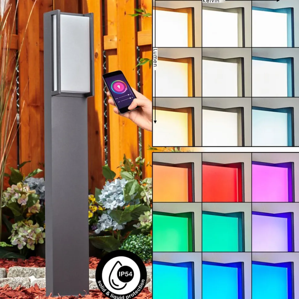 Borne Lumineuse Skove Led Anthracite, 1 Lumiere, Changeur De Couleurs