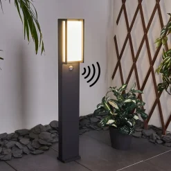 Borne Lumineuse Skove Led Anthracite, 1 Lumiere, Detecteur De Mouvement
