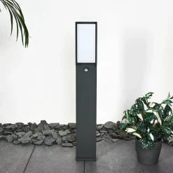 Borne Lumineuse Skove Led Anthracite, 1 Lumiere, Detecteur De Mouvement
