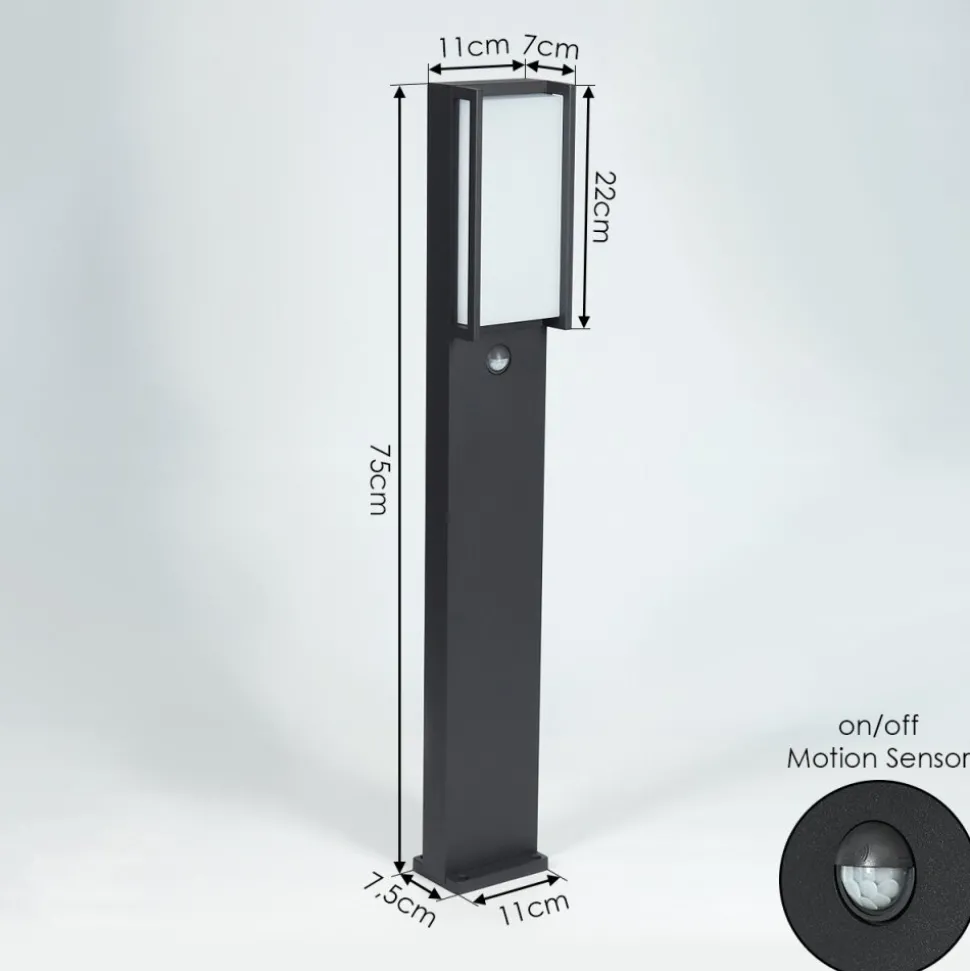 Borne Lumineuse Skove Led Anthracite, 1 Lumiere, Detecteur De Mouvement