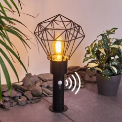 Borne Lumineuse Solda Noir, 1 Lumiere, Detecteur De Mouvement