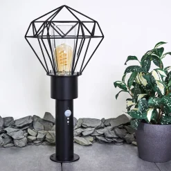 Borne Lumineuse Solda Noir, 1 Lumiere, Detecteur De Mouvement