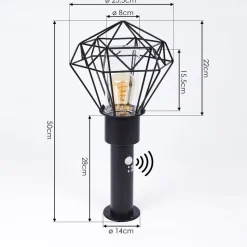 Borne Lumineuse Solda Noir, 1 Lumiere, Detecteur De Mouvement