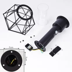 Borne Lumineuse Solda Noir, 1 Lumiere, Detecteur De Mouvement