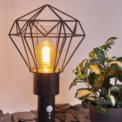 Borne Lumineuse Solda Noir, 1 Lumiere, Detecteur De Mouvement