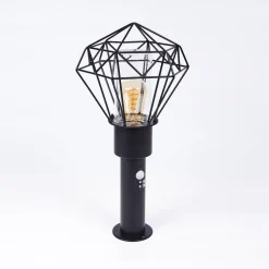 Borne Lumineuse Solda Noir, 1 Lumiere, Detecteur De Mouvement