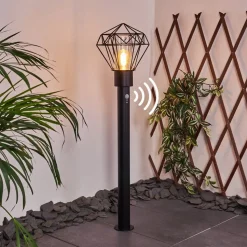 Borne Lumineuse Solda Noir, 1 Lumiere, Detecteur De Mouvement
