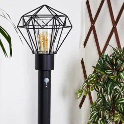 Borne Lumineuse Solda Noir, 1 Lumiere, Detecteur De Mouvement