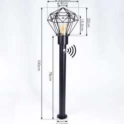 Borne Lumineuse Solda Noir, 1 Lumiere, Detecteur De Mouvement