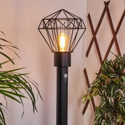 Borne Lumineuse Solda Noir, 1 Lumiere, Detecteur De Mouvement