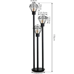 Borne Lumineuse Solda Noir, 3 Lumieres