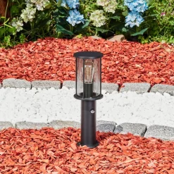 Borne Lumineuse Sumalao Noir, 1 Lumiere, Detecteur De Mouvement