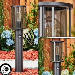 Borne Lumineuse Sumalao Noir, 1 Lumiere, Detecteur De Mouvement