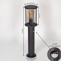 Borne Lumineuse Sumalao Noir, 1 Lumiere, Detecteur De Mouvement