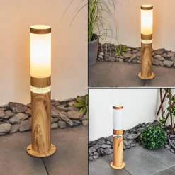 Borne Lumineuse Tise Brun, Couleur Bois, 2 Lumieres