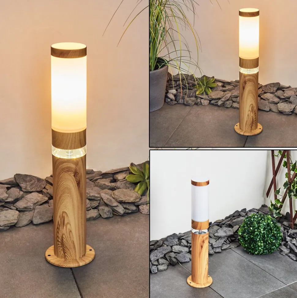 Borne Lumineuse Tise Brun, Couleur Bois, 2 Lumieres