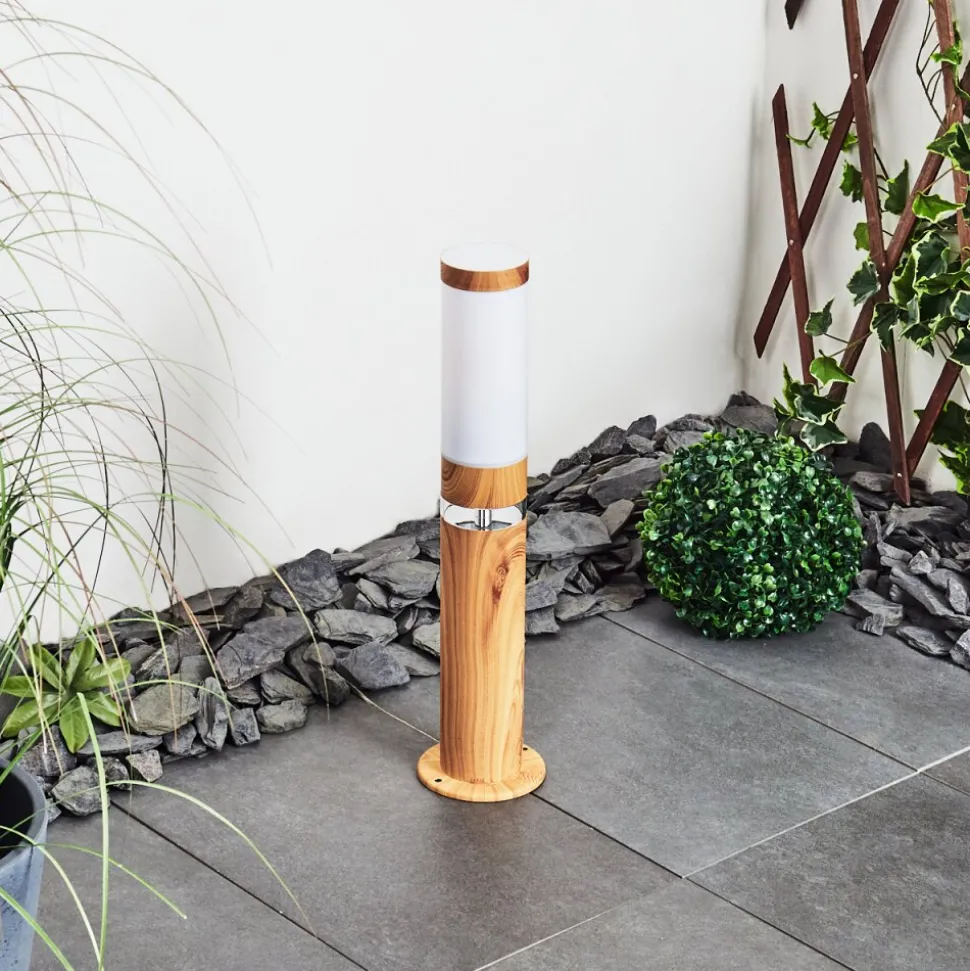 Borne Lumineuse Tise Brun, Couleur Bois, 2 Lumieres
