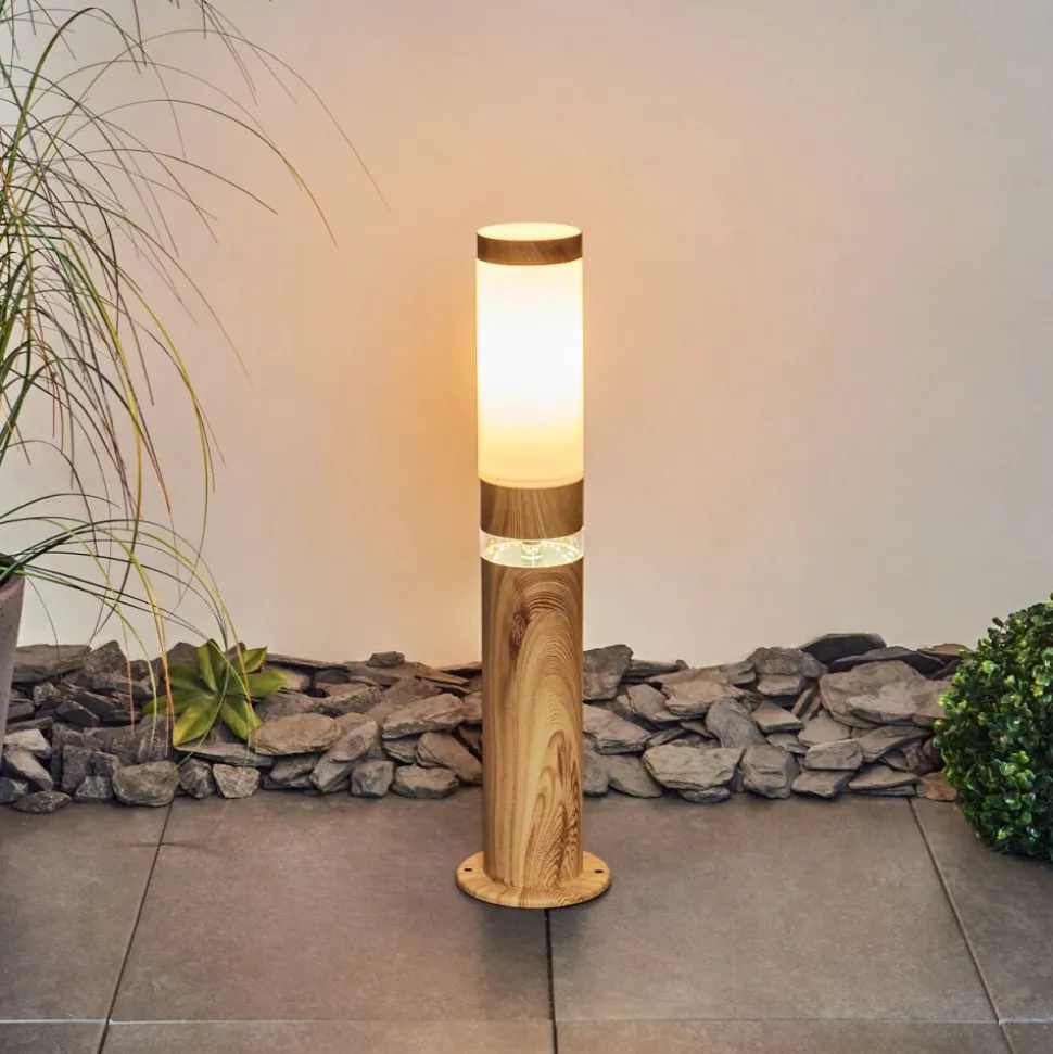 Borne Lumineuse Tise Brun, Couleur Bois, 2 Lumieres
