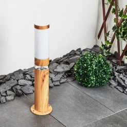 Borne Lumineuse Tise Brun, Couleur Bois, 2 Lumieres