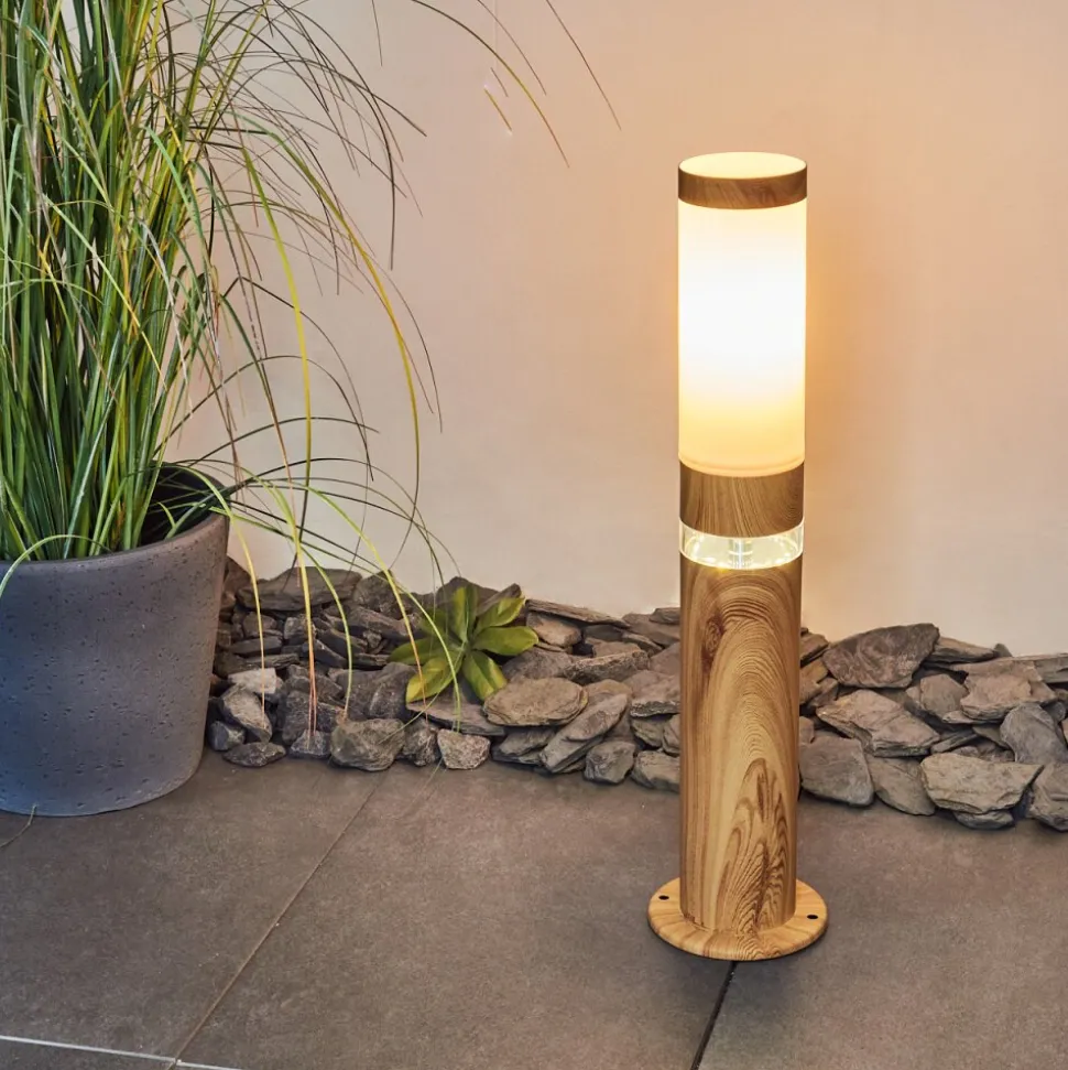 Borne Lumineuse Tise Brun, Couleur Bois, 2 Lumieres