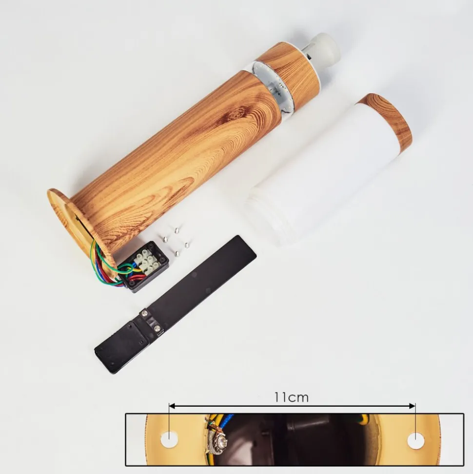 Borne Lumineuse Tise Brun, Couleur Bois, 2 Lumieres