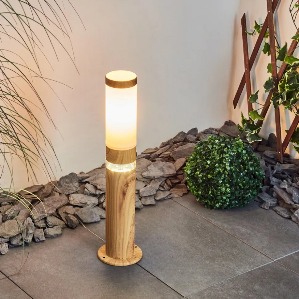 Borne Lumineuse Tise Brun, Couleur Bois, 2 Lumieres