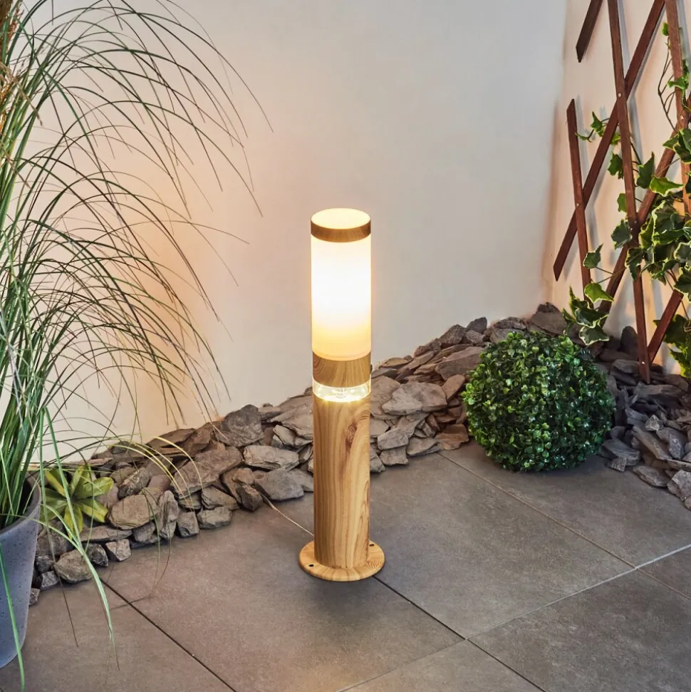 Borne Lumineuse Tise Brun, Couleur Bois, 2 Lumieres