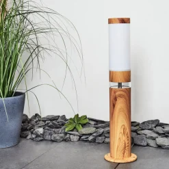 Borne Lumineuse Tise Brun, Couleur Bois, 2 Lumieres