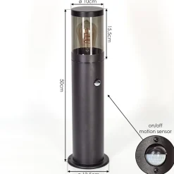 Borne Lumineuse Tolsona Noir, 1 Lumiere, Detecteur De Mouvement