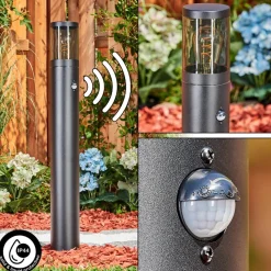 Borne Lumineuse Tolsona Noir, 1 Lumiere, Detecteur De Mouvement