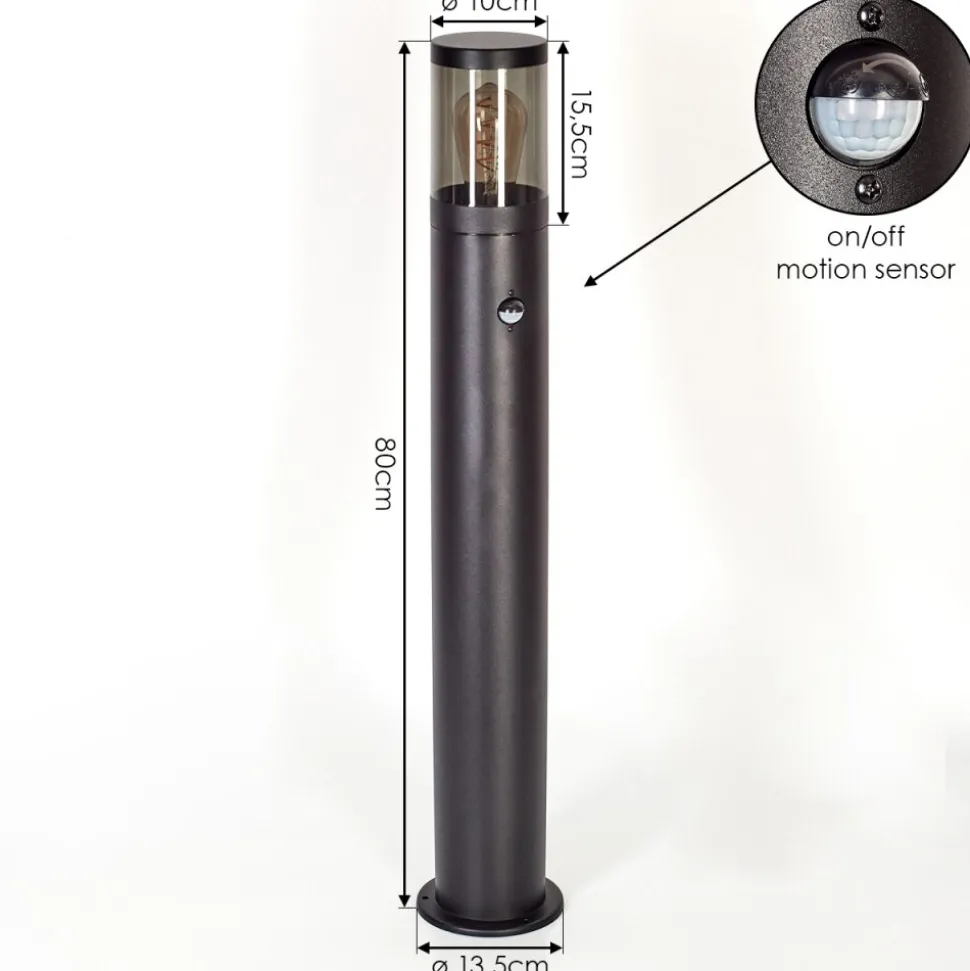 Borne Lumineuse Tolsona Noir, 1 Lumiere, Detecteur De Mouvement