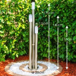 Borne Lumineuse Trones Acier Inoxydable, 3 Lumieres