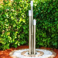 Borne Lumineuse Trones Acier Inoxydable, 3 Lumieres